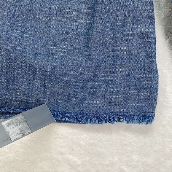 J. Crew Top Womens 0 Funnel Neck in Blue Chambray Cotton Raw Hem‎ back - Picture 9 of 11